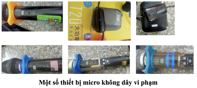 Một số thiết bị micro không dây vi phạm.