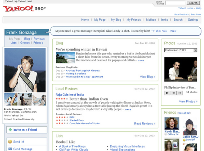 Giao diện Yahoo! 360°.