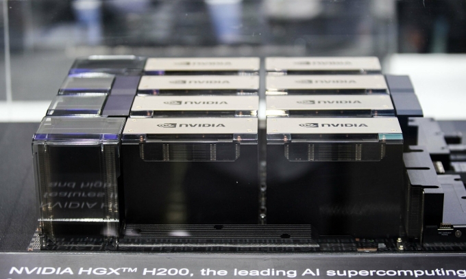 Chip H200 của Nvidia tại triển lãm Computex 2024 ở Đài Loan tháng 6/2024. Ảnh:Khương Nha