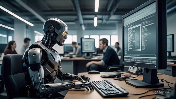 Minh họa robot AI có thể thay công việc con người.